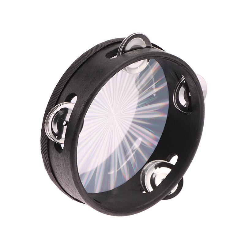 6/8/10 Inch Wooden Radiant Tambourine Handbell Hand Drum With Double Row Jingle Musical Educational Instrument