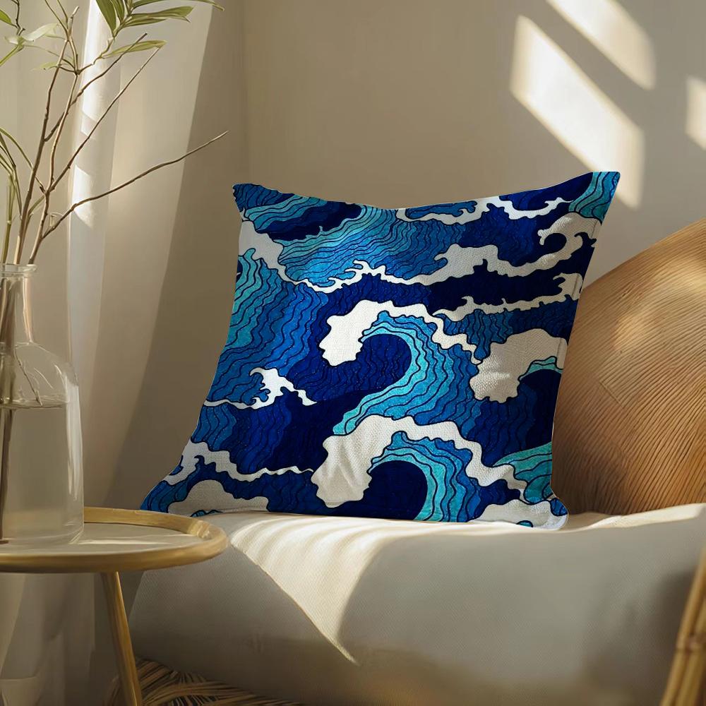 Decorative Blue Geometry Pillow Case Pillowcase Doublesided Printed Sofa Cushion Bedroom Headboard