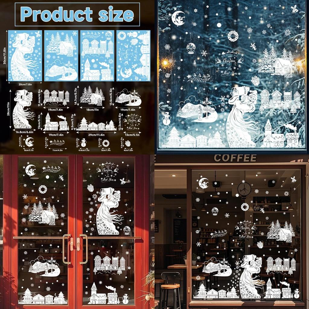 Tree Christmas Decor Pvc Stickers With Snowman Santa Snow House Christmas Decor