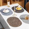INS Fabric Pattern PU Faux Leather Placemats Waterproof Oilproof Heat Insulation Pad Dining Table Kitchen Counter Mats Pads