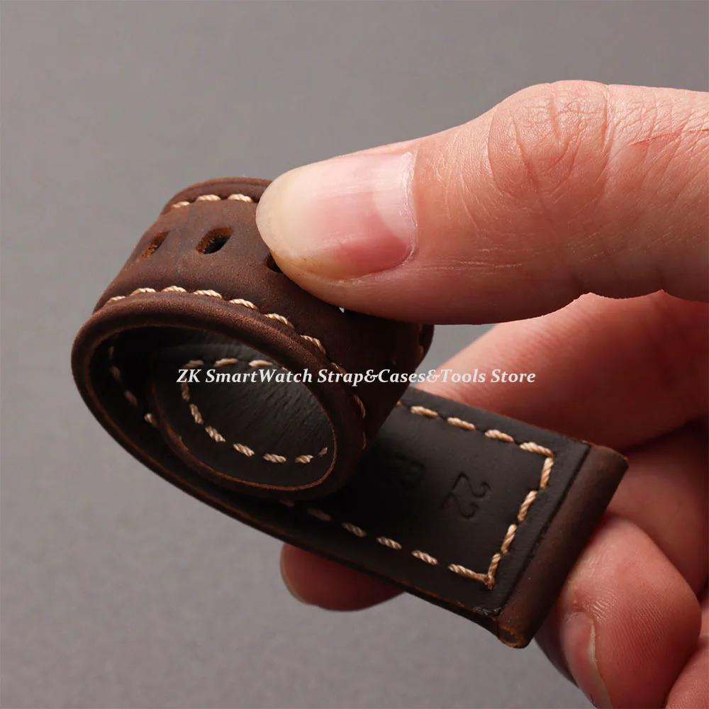 Echtes Kalbsleder Uhrenarmband für Omega Business-Uhrarmband für Seiko 22mm 20mm 26mm Schmetterlingsverschluss Nähte Braunes Armband