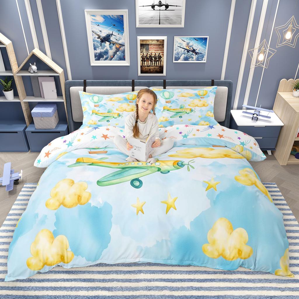 Comforter Homewish Cartoon Airplane For Children Transportation Theme Bedding Set Aircraft Plane Comforter Set