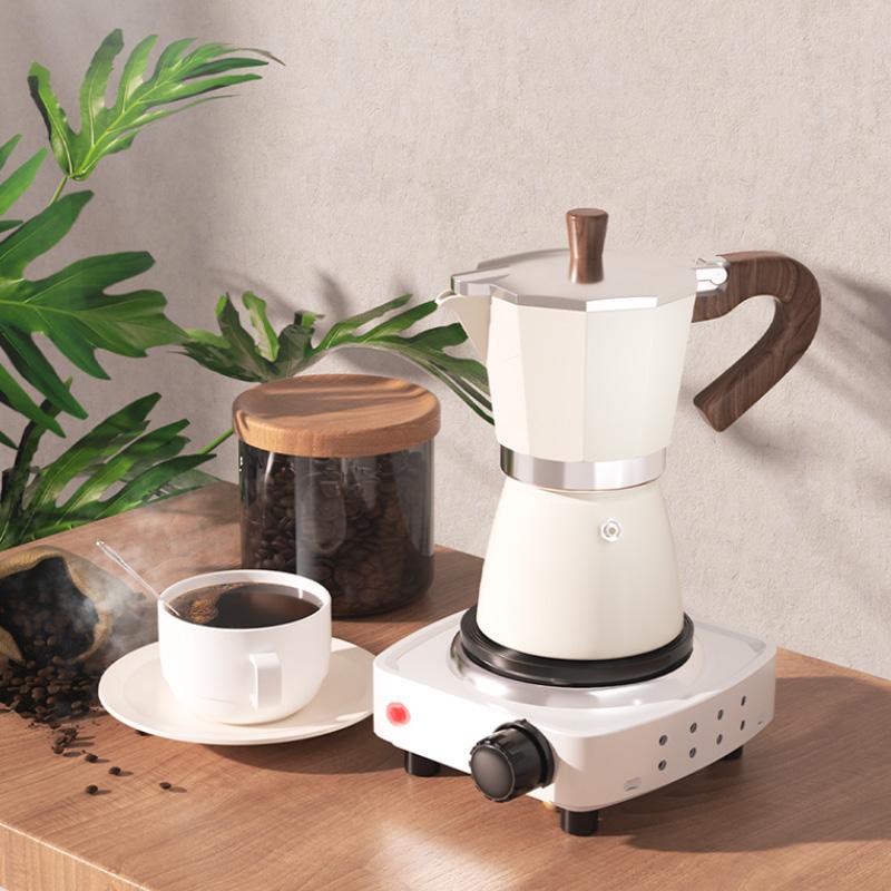 GIANXI 150ml 300ml Outdoor Electric Cooking Double Valve Moka Pot Coffee Pot Coffee Apparatus Extractor Pot Penetrator Pot
