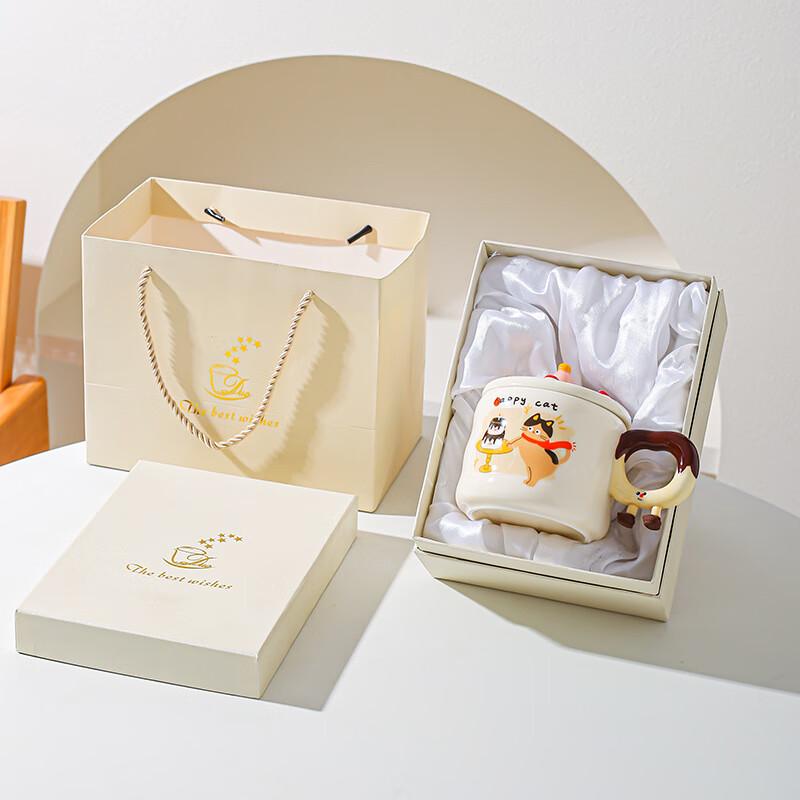 Cute Cartoon Ceramic Coffee Mug with Kitten Design