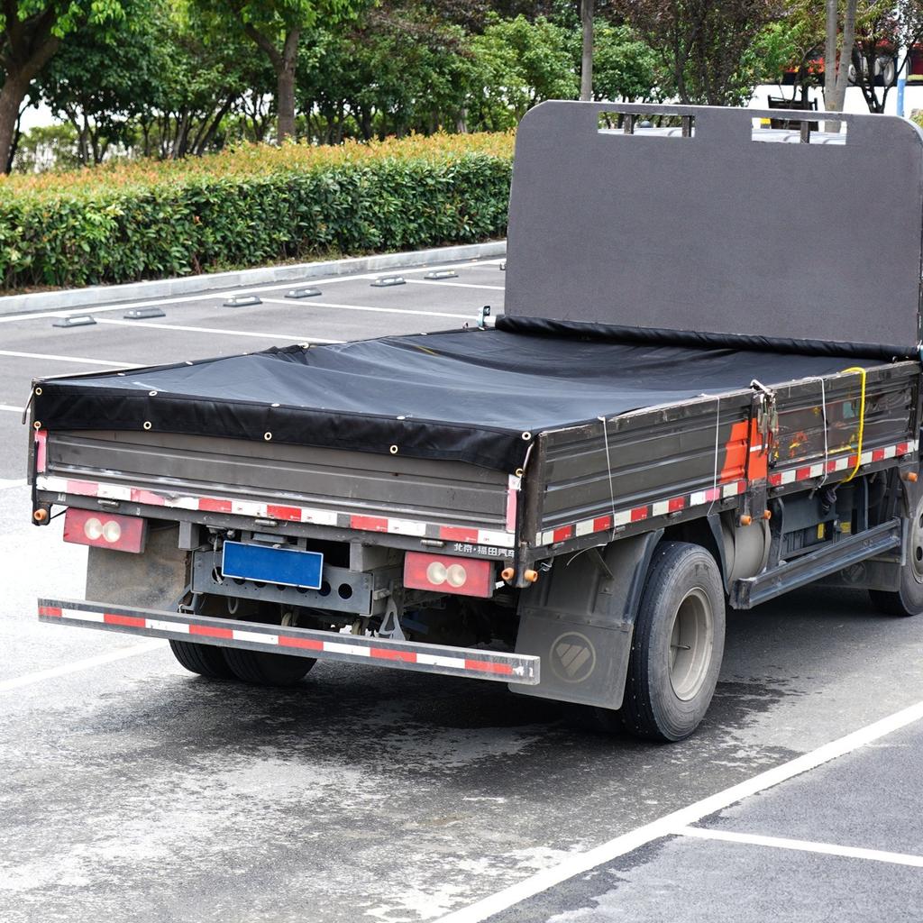 Dump Truck Mesh Tarp, 7 x 22 ft, PVC Coated Black Heavy Duty Cover with 5.5" 18oz Double Pocket, Brass Grommets, Reinforced Double Needle Stitch