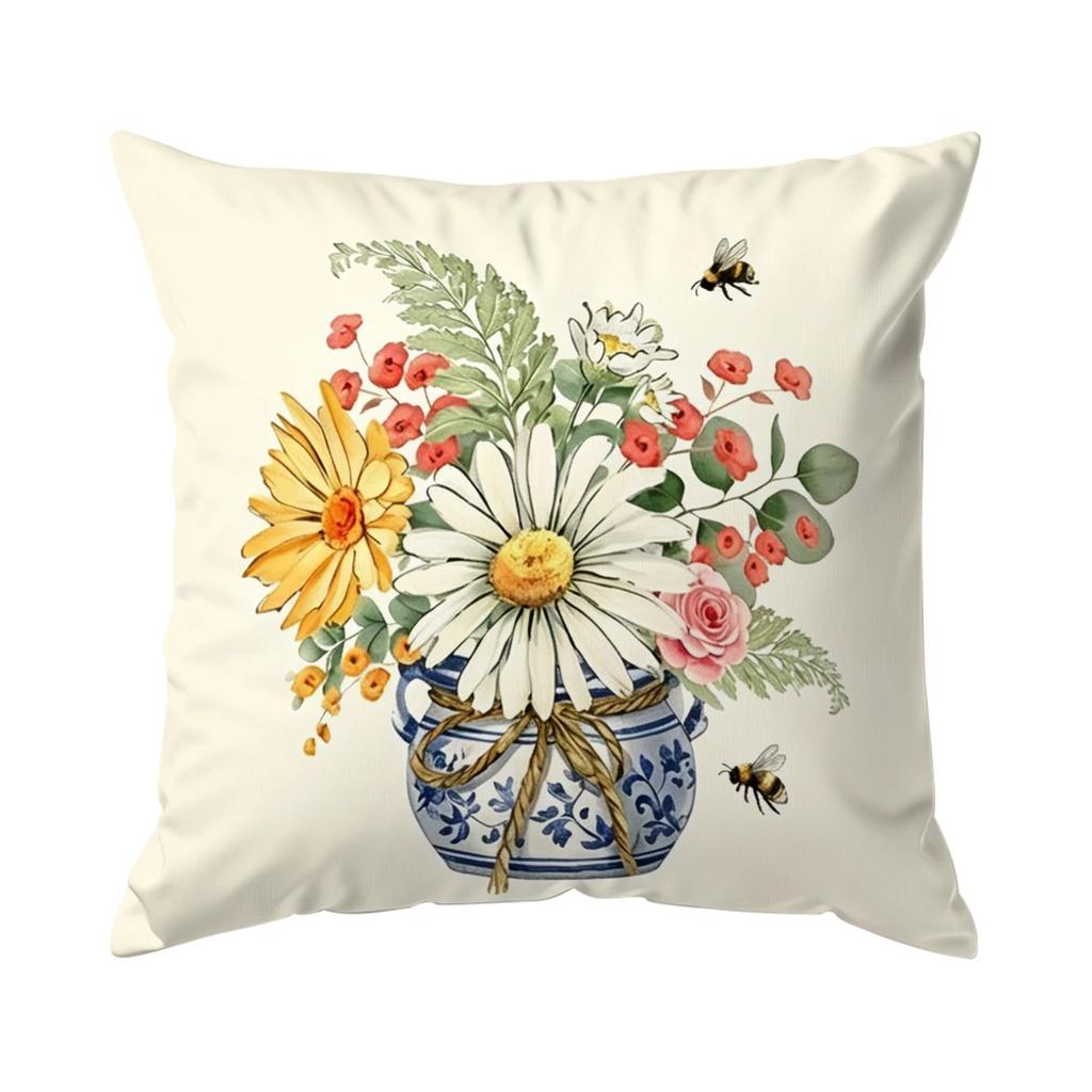 1pcs/4pcs Fresh Flowers Cushions Pillowcase Polyester Cushion Cover Throw Pillow Pillowcover Home Car Sofa Decor