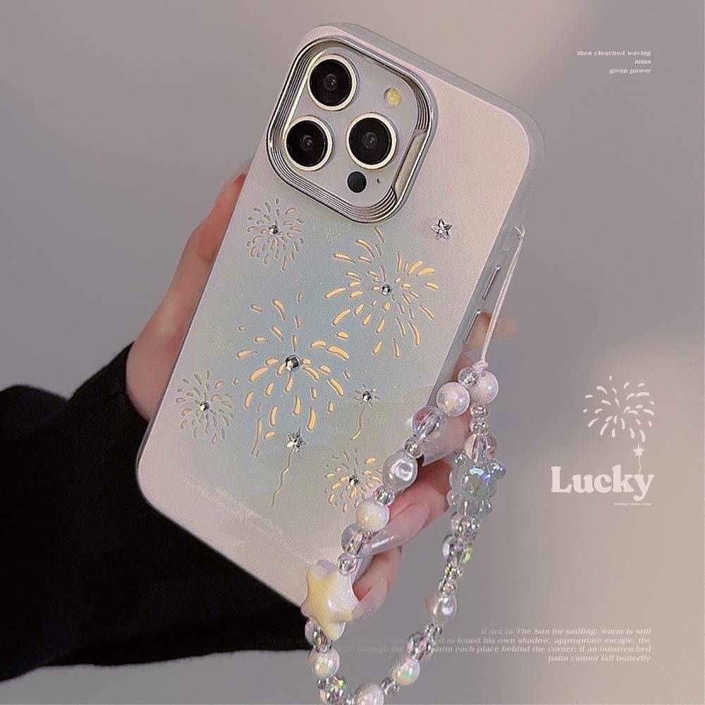 Smudge Blue Fireworks Iphone15 Suitable for 14Promax Mobile Phone Case 12 Apple 13 Laser 11 Bear Bracelet