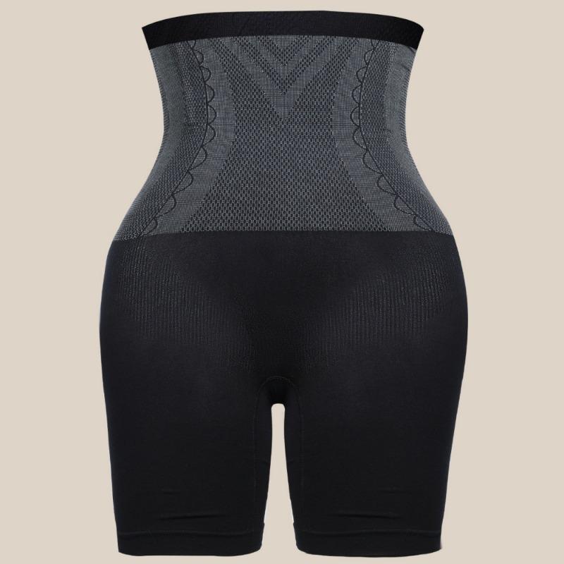 Women High Waist Tummy Control Butt Lifter Breathable Seamless Shapewear Shorts S чёрный
