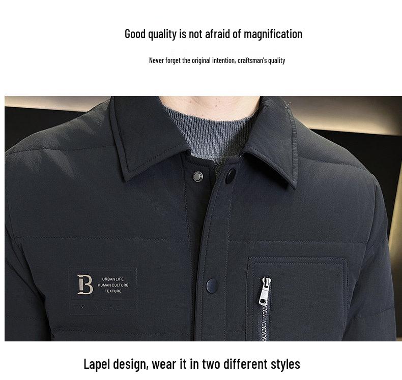 Men's 90% Down Lapel Jacket, Lightweight, Suitable for 25-Year-Olds