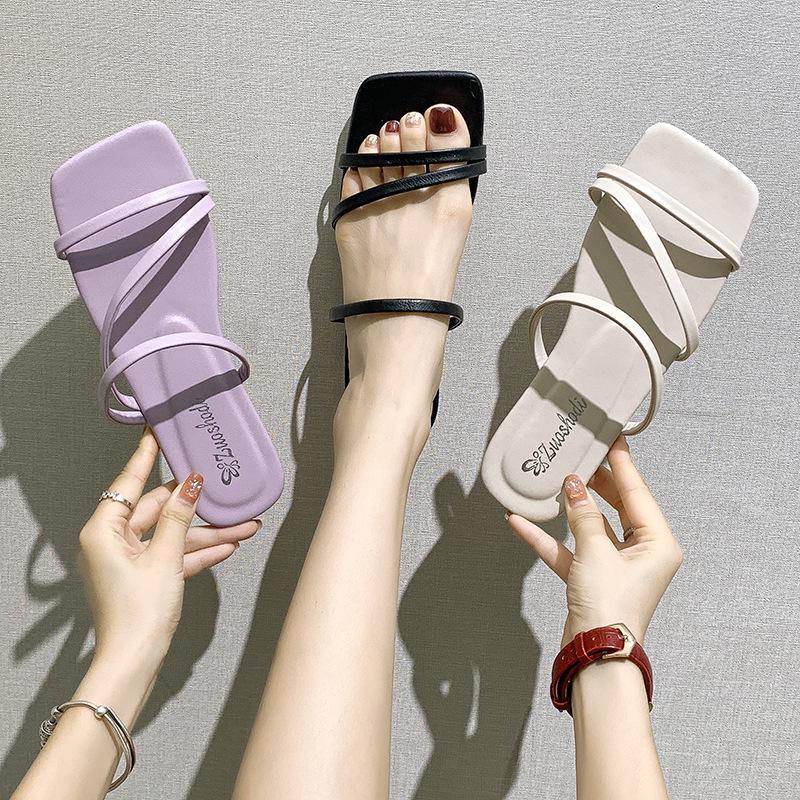 Women's Flat Summer Fairy Style Thin Strap Beach Slippers