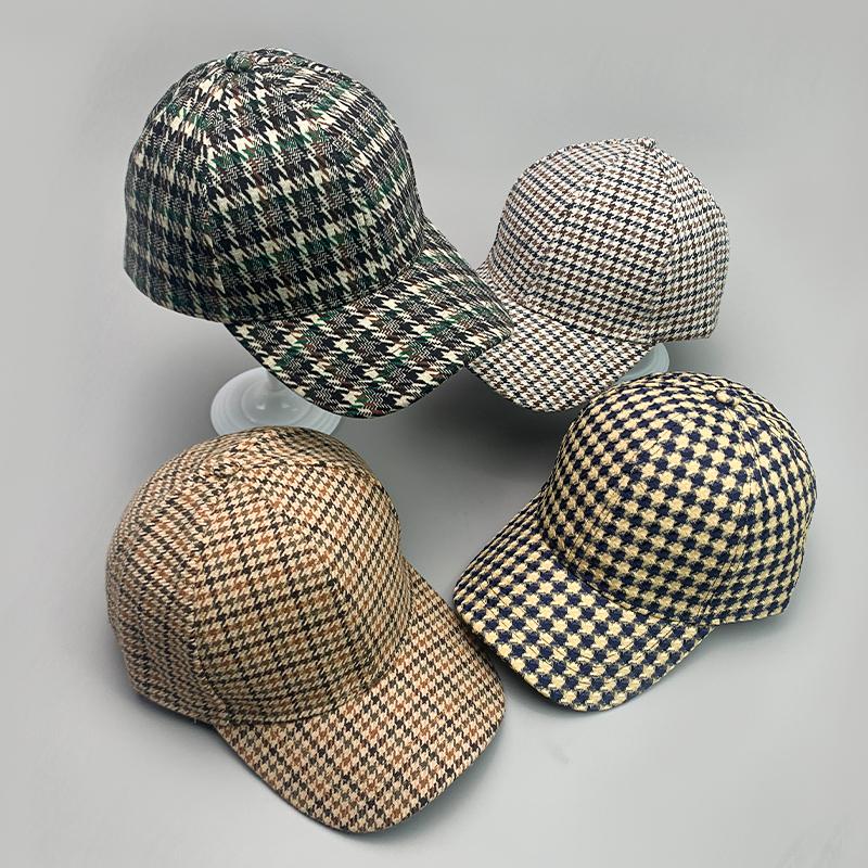 Retro Fashion British Style Houndstooth Men Women Baseball Hats Cotton Breathable Streetwear Classic Casual Sport Unisex Caps