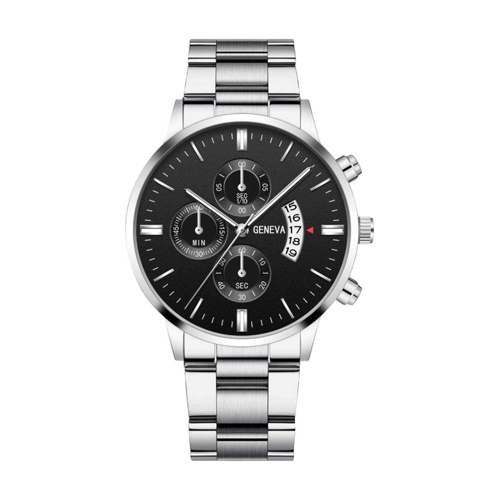 

Мужские модные часы из нержавеющей стали с датой, водонепроницаемые наручные часы с хронографом, водонепроницаемые часы из нержавеющей стали One Size