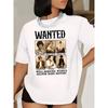 Wanted" Women's History Portrait & Letter Print T-Shirt - Soft Polyester, Crew Neck, Short Sleeve, Relaxed Fit