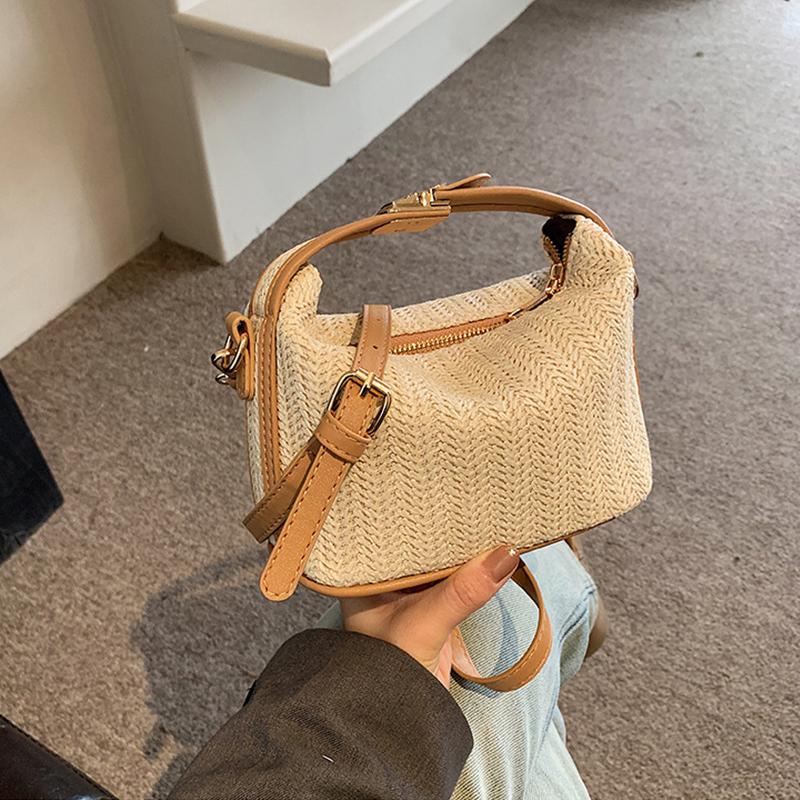 Retro Straw Crossbody Bag For Women Bohemian Small Knitting Summer Purse And Handbag Vacational Bucket Beach Bags