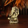 Attractive Indian Thai Brass Ganesha Statue; Miniature Elephant God Sculpture for Home Office Decor