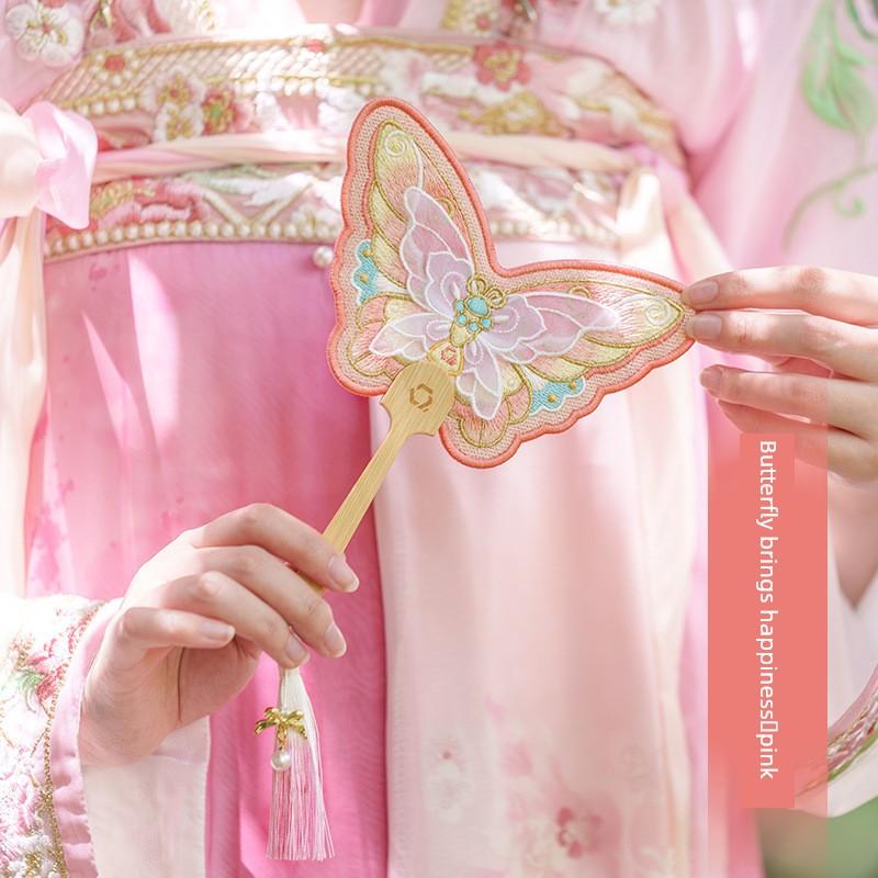 Chinese-Style Fan, Portable Hand-Cranked Fan for the Dragon Boat Festival, Sachet Bag, Cultural and Creative Pendant, Embroidered Tassel, Embroidered