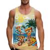 Funny Cat Pizza Graphic Tank Tops Men Women Sleeveless Tees Shirt Hawaii Beach Vest Top Unisex Cartoon Undershirt