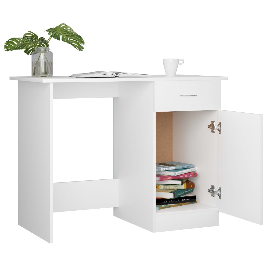 White Desk 100*50*76 Cm Engineered Wood
