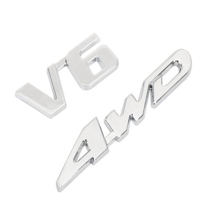 3D Krom Metal 4WD Araba Bagajı Arka Çamurluk Amblemi Rozeti Çıkartma 4WD SUV V6