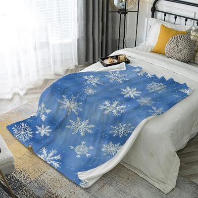Snowflake Pattern Blanket Microfiber Flannel Cover Blanket Bedroom Living Room Sofa Soft And Comfortable Home Decoration