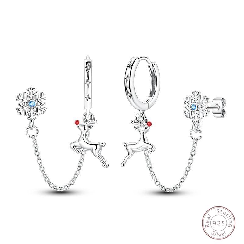 Christmas Charm Bead Pendant Copper Christmas Elk Santa Snowman Claus Charm Fit Original Bracelet Women Diy Jewelry