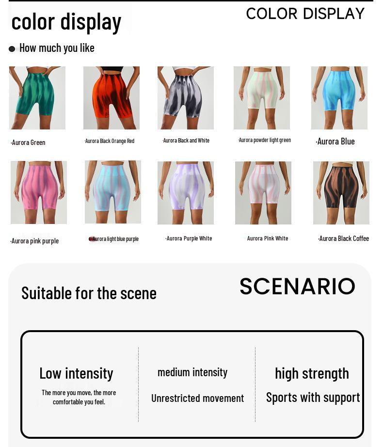 Women's Colorful Aurora Honey Butt Lifting Yoga Shorts - Quick-drying Gradient Fitness Three-quarter Sports Pants
