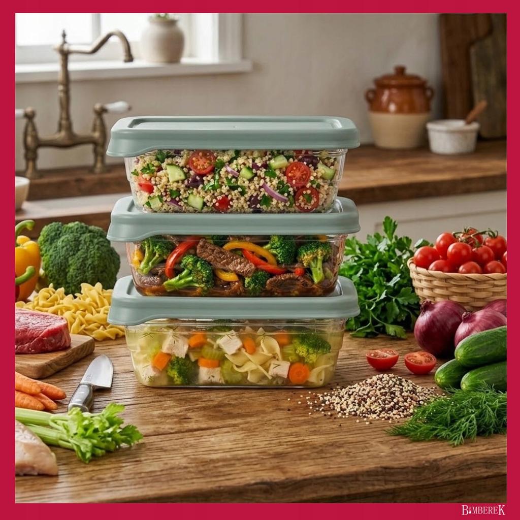 3x Food Containers 1200ml Food Box for School Work Set