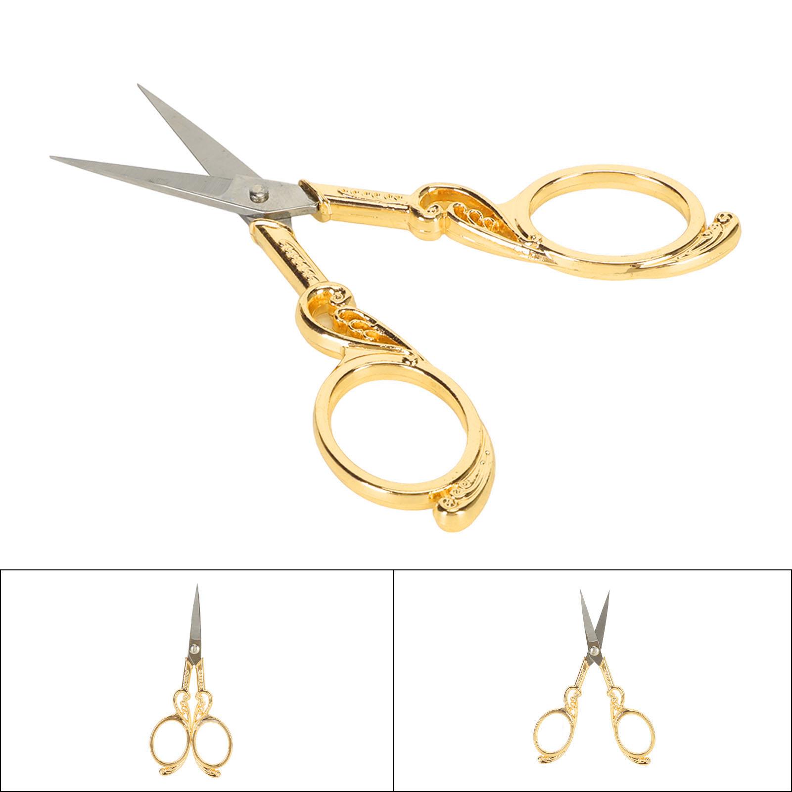 

Vintage Scissors Stainless Steel Carved Handle Effort Saving Multifunction Craft Scissors for Embroidery Craft Art