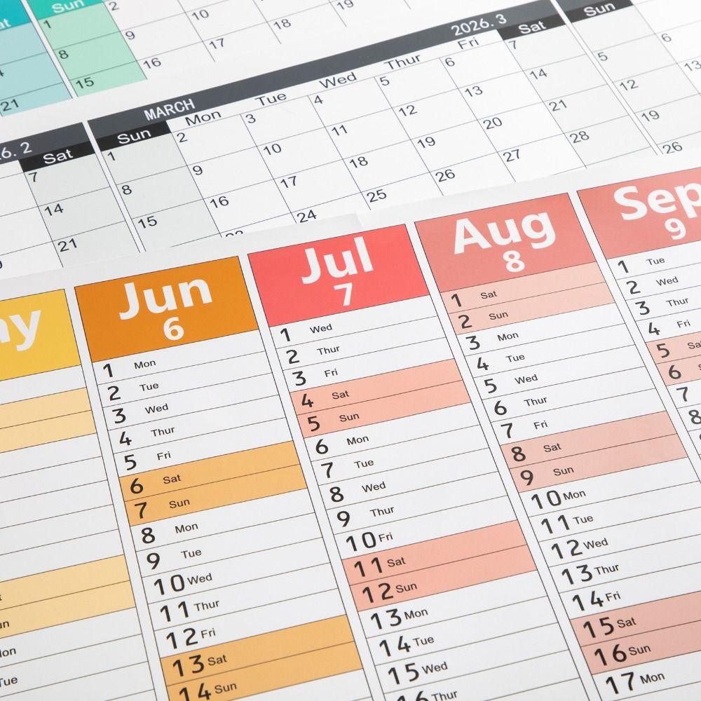 Colorful 2026 English Calendar 42x100cm 12 Month Calendar Monthly Planner Calendar  School