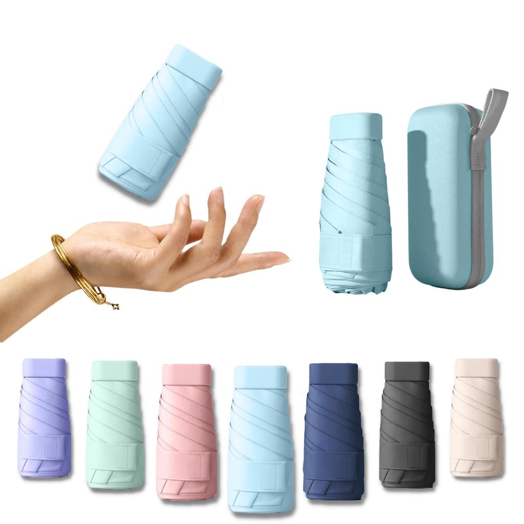 Prv Folding Umbrella with Storage 15cm Suitable for Sun and Large Stays Cools UV Light Heat Folding Umbrella for Men and Women Case, (Folded)