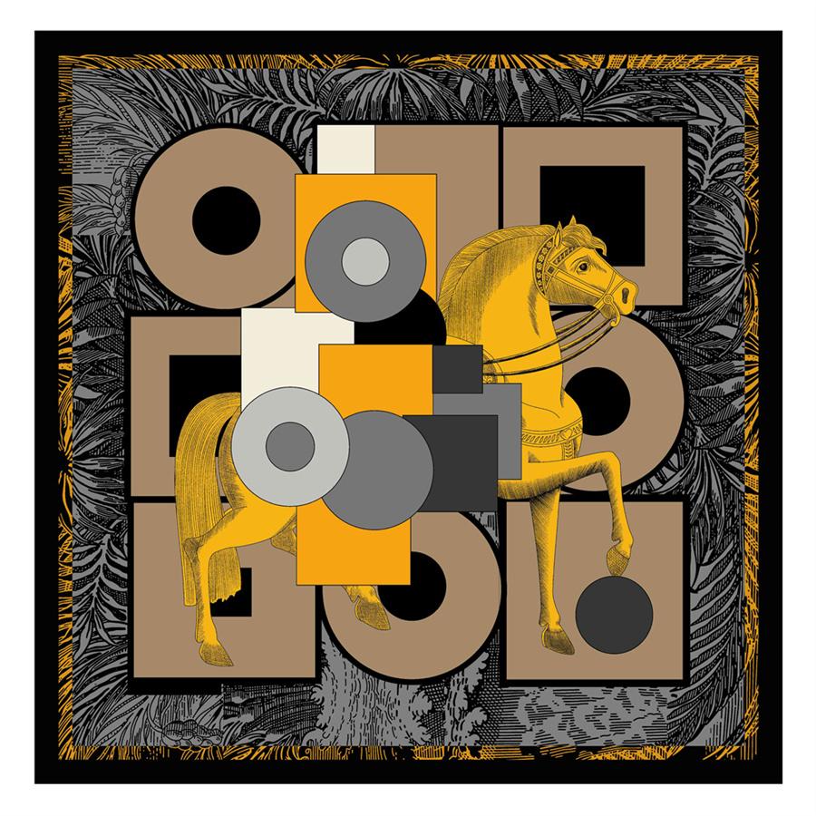 POBING Silk Scarf Women Large Shawls Spain Horse Square Scarves Wraps Bandana Luxury Kerchief Hijab Scarf Female Foulards 130CM