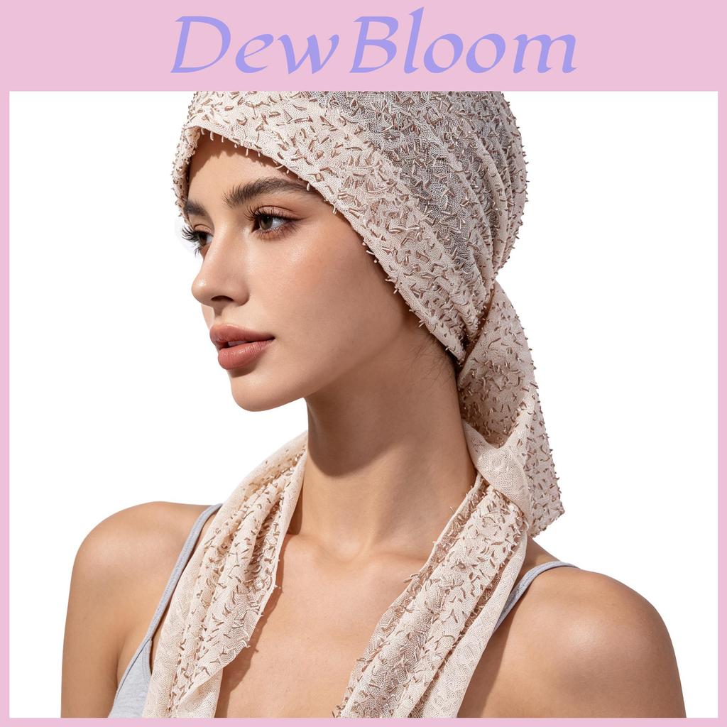 Stylish Womens Glitter Mesh Headscarf Cap With Sun Protection For Summer And Winter Wear