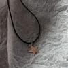 Y2K Star Moon Pendant Choker Celestial Necklace Leather Cord Chain Silver Tone Swirly Star Earrings 90s Retro Sweet Cool Jewelry