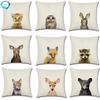Cartoon Animal Printed Linen Cushion Cover Bear Owl Rabbit Pillow Case Sofa Decor Pillowcase Cover Fundas De Cojin