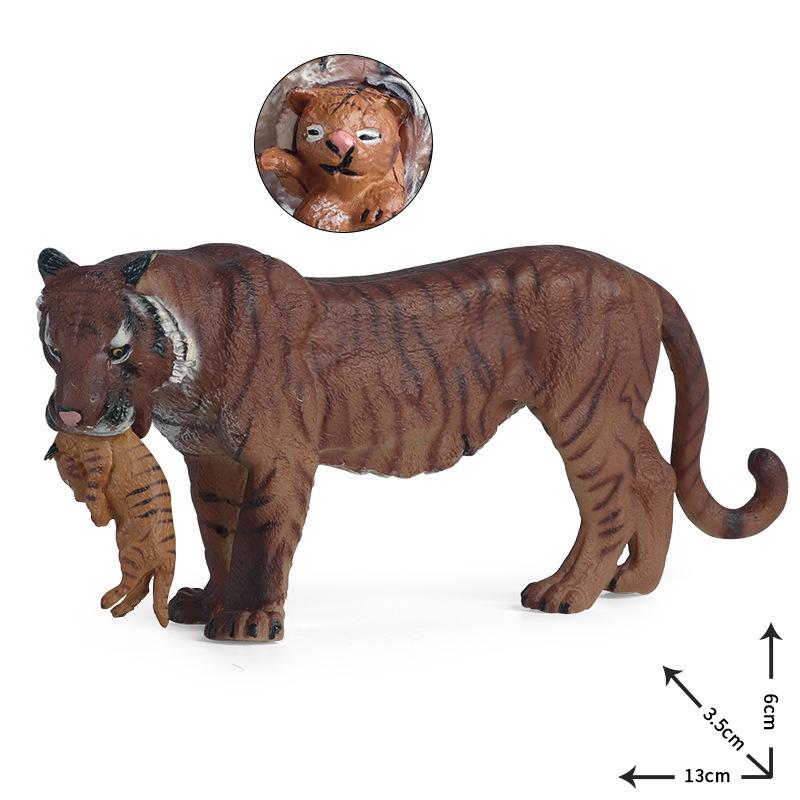 Realistic Mother Tiger with Cub Set: Male and Female Tiger Cubs Figurines