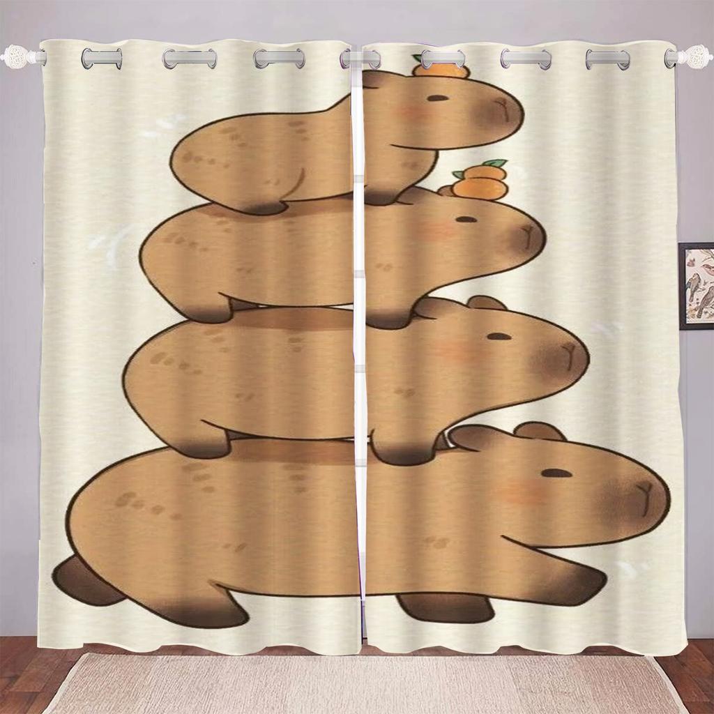 Cartoon Capybabr Curtain For Boy 3D Print Bedroom Living Room Window Blackout Partition Style Home Decoration