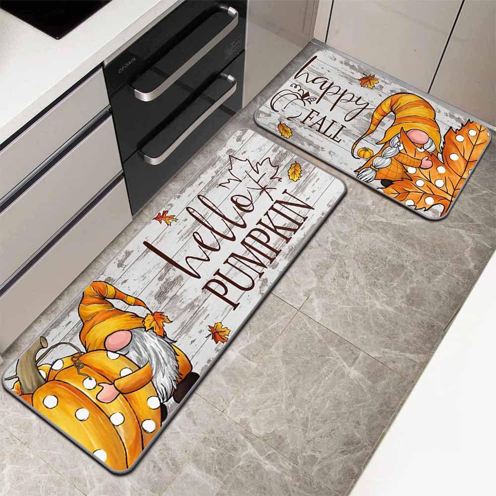 2pcs Thanksgiving Kitchen Floor MATS, Entrance Door Mats, Corridor Laundry Room Long Carpet, Home Decoration