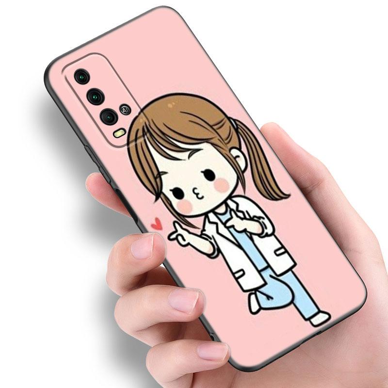 Cartoon Medizin Arzt Krankenschwester Handyhülle Für Xiaomi Redmi Note 5 6 9T K20 K40 K50 Pro 7A 8A 9A 9C 9i 10A 10C A1 S2 Schwarze Hülle