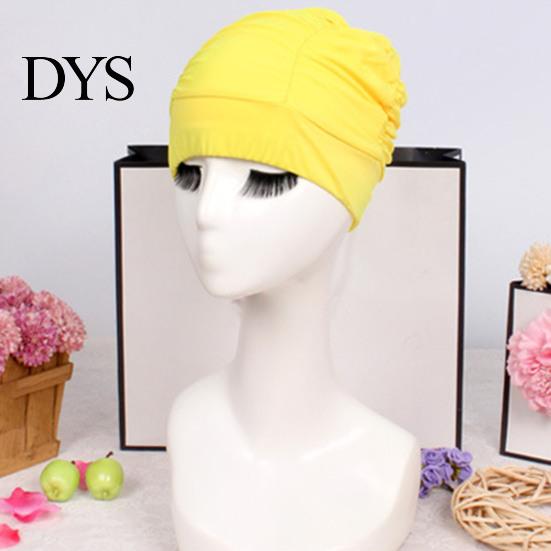 Adults Swimming Cap Women Cloth Cap, Breathable Ruffle Solid Color Swim Pool Ear Cover for Adults, Short Long Thick Hair Protection Bathing
