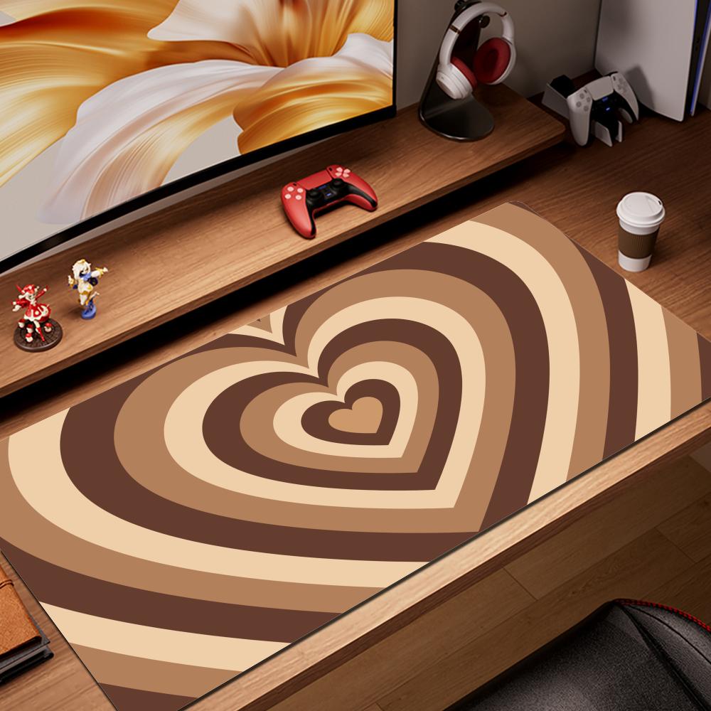 Coffee Love Heart Gaming Accessories Laptop Mousepad Rubber Antiskid Keyboard Mat Computer Offices Game Desk Mat Pink Mousepad