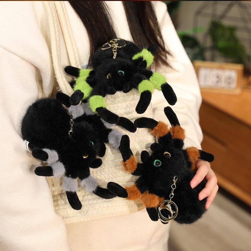 Black Spider Doll Plush Toy Crawling Spider Doll Bag Keychain Pendant Tricky Ragdoll