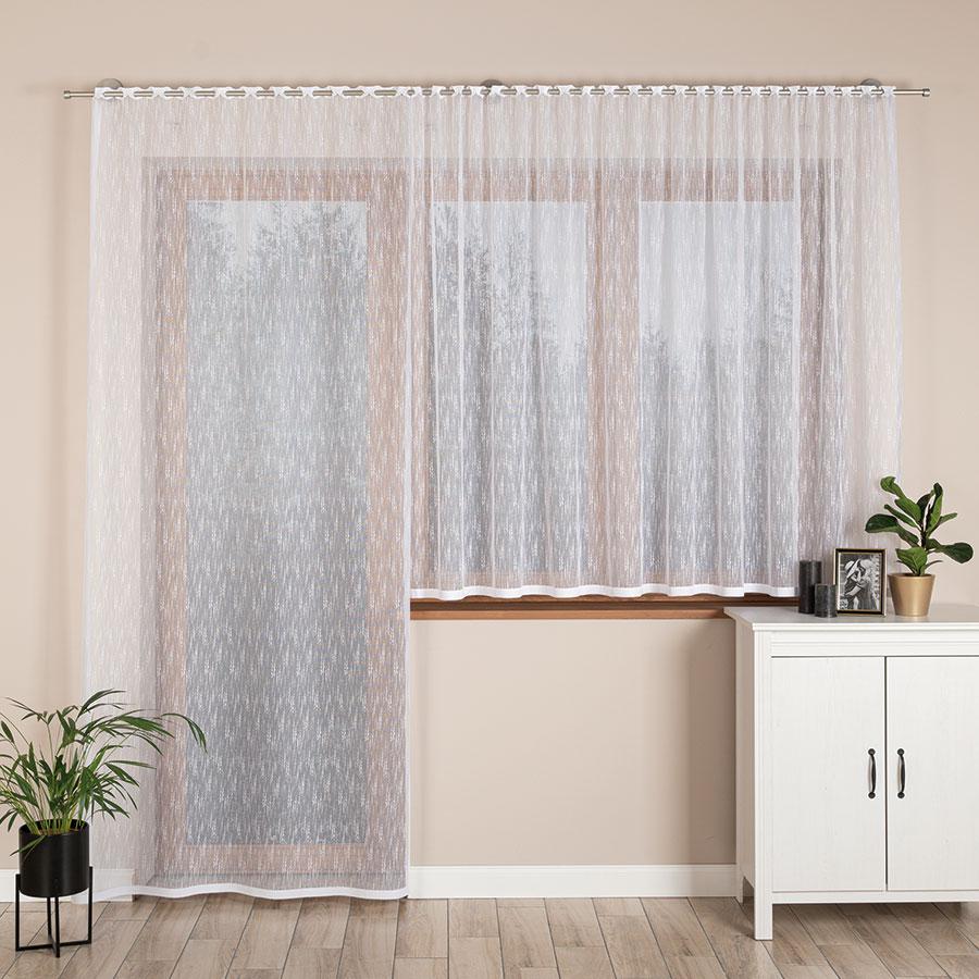 EVA - Ready-made jacquard curtain with a straight hem - 140x250 cm - white