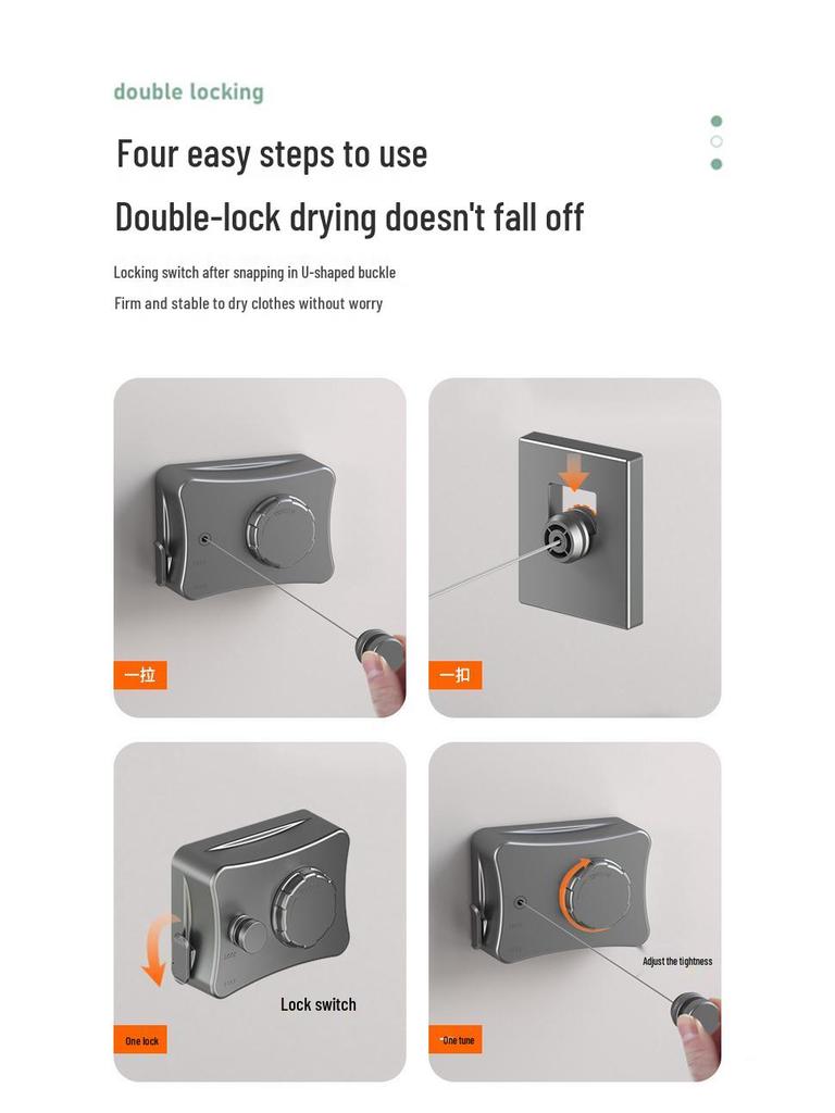 Invisible Punch-Free Retractable Indoor Clothesline for Balcony and Bathroom