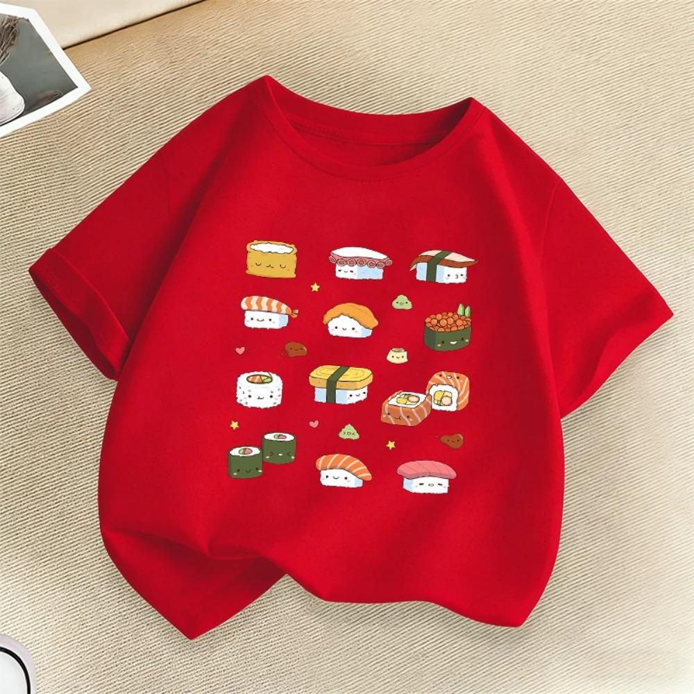 Sushi Print Kids T-shirt Summer Boys Girls Casual Fashion Funny Cute Comfortable Short Sleeve Tops Children Colorful T-shirts