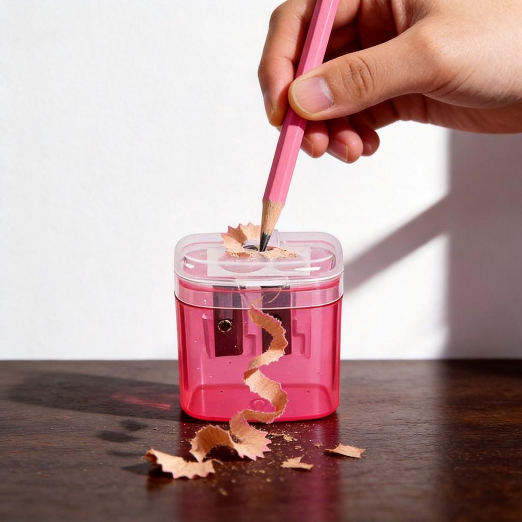 Dual Hole Pencil Sharpener With Geometric Design For Students And Office Use