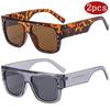 2set Fashion Large Frame Square Sunglasses Brand Designer Rivet Suneyeglass Luxury UV Protection Sunscreen Glasses UV400