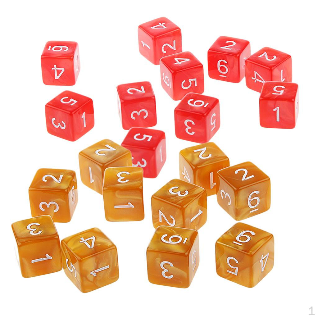 20 Pcs Opaque Set D6 Six Sided Die Place for