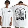 There Was Jesus Tee Shirt Floral Christian Aesthetic Clothing T Shirt Men Women's Fashion Trend High Quality T-shirt Streetwear