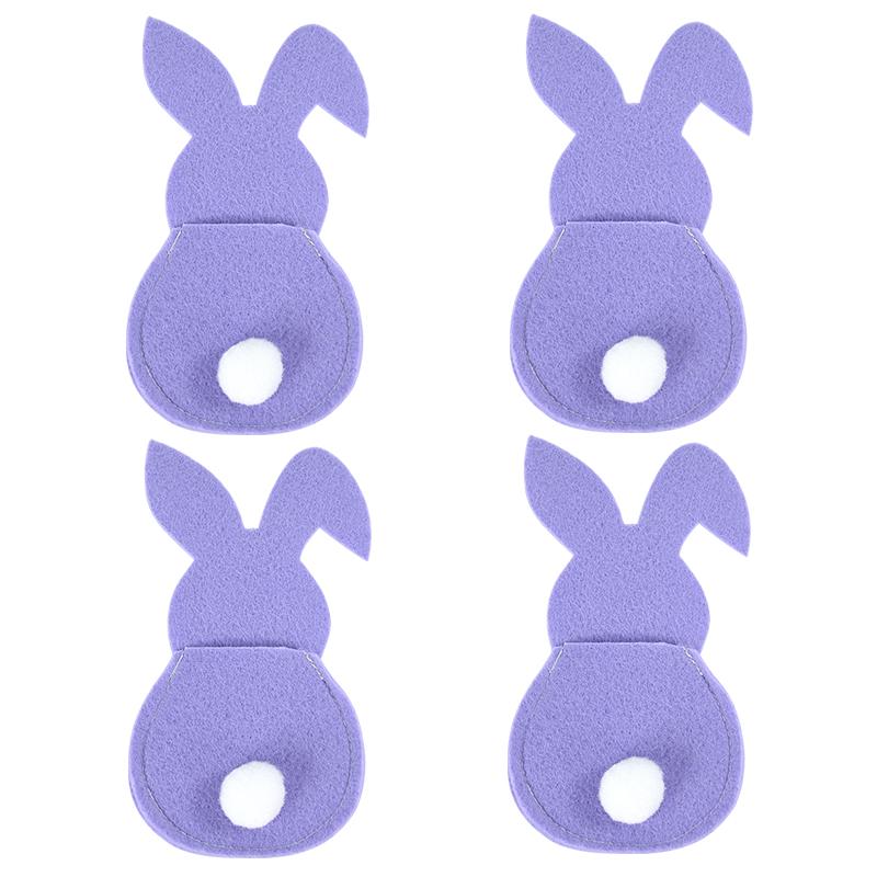 

4 шт. Пасхальный чехол для столовых приборов из фетра, кролик, держатель для ножа и вилки, пакеты, столовая посуда, весенний пасхальный фестиваль, вечеринка, украшения для дома и стола фиолетовый