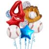 9pcs Baseball Themed Aluminum Foil Balloon Set 32inch Digital Pentagram Glitter Ball Children's Birthday Party Decoration